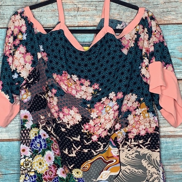 Anthropologie Maeve Kai Kimono Tunic Dress X Small Floral - Picture 3 of 8
